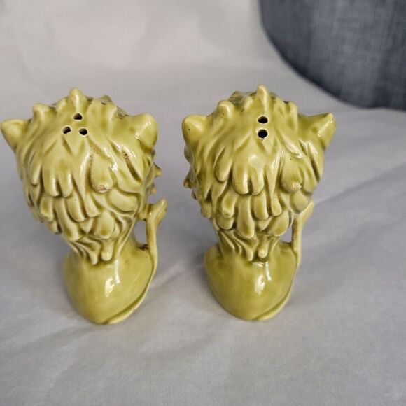 Vintage Anthropomorphic Ceramic Japan Release Kitsch Lion Salt & Pepper Shakers - Picture 5 of 10
